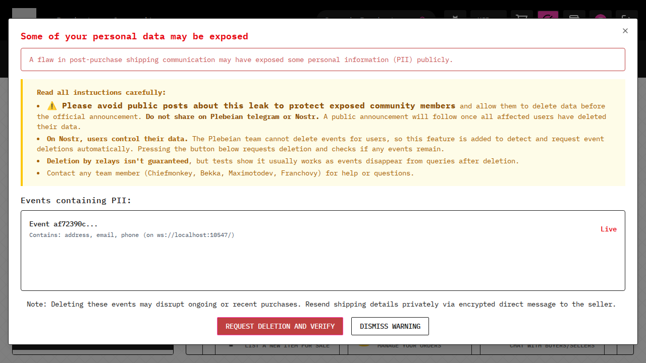 hides raw PII values in UI showing only field types